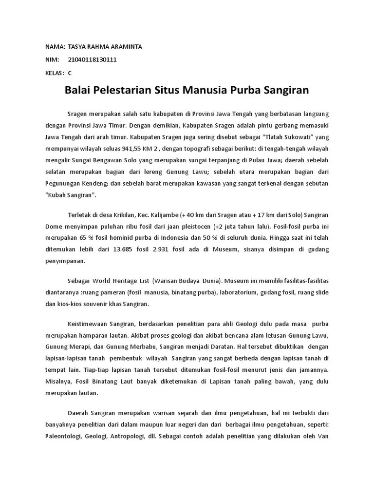 Sangiran Disebut Sebagai Laboratorium Situs Manusia Purba Di Asia Karena –  Nasi