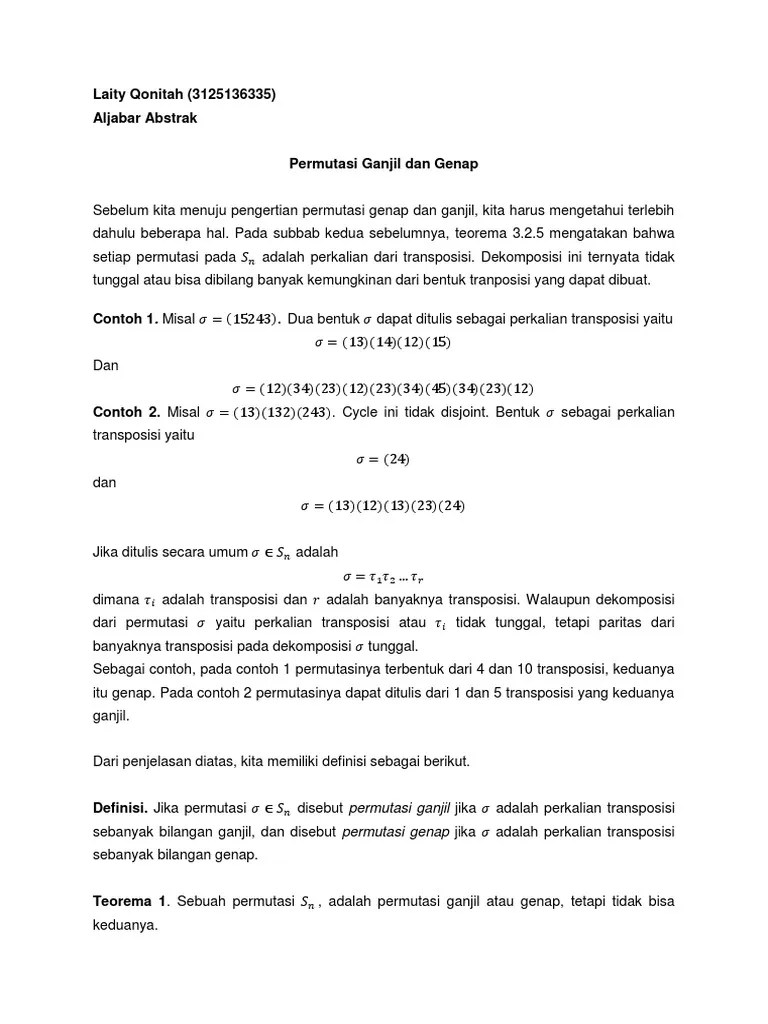 Permutasi Ganjil Dan Genap | PDF