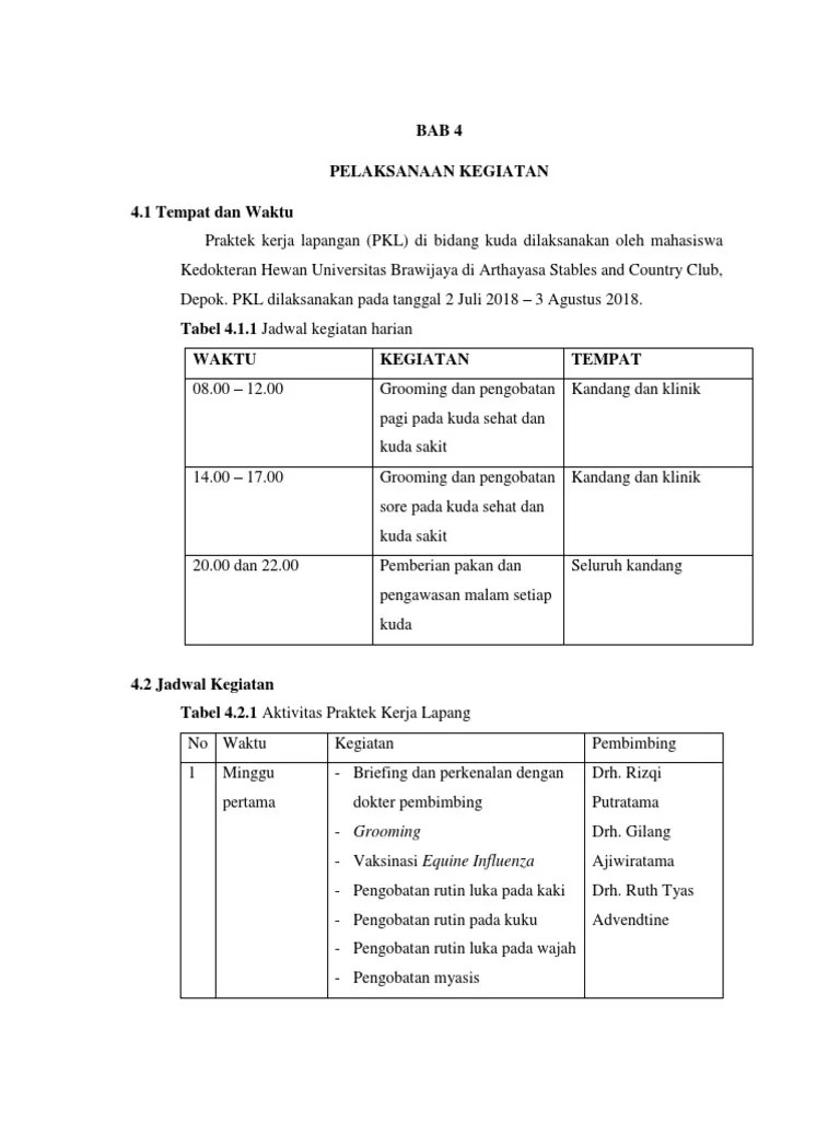 Bab 4 Pelaksanaan Kegiatan 4.1 Tempat Dan Waktu | PDF