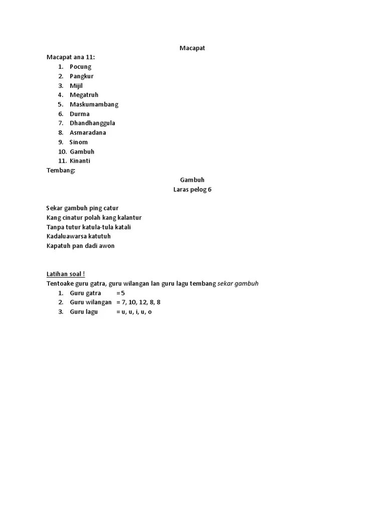 Guru Gatra Guru Lagu Lan Guru Wilangan - Seputaran Guru