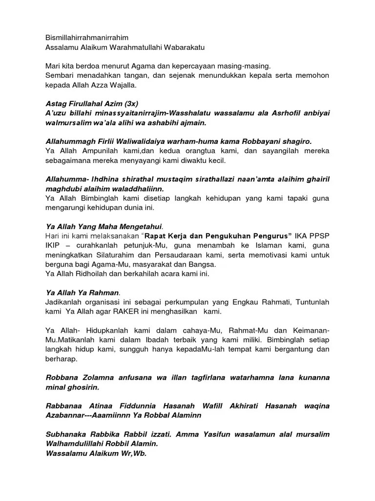 Kumpulan Contoh Doa Penutup Acara Arisan - Kumpulan Contoh Teks MC