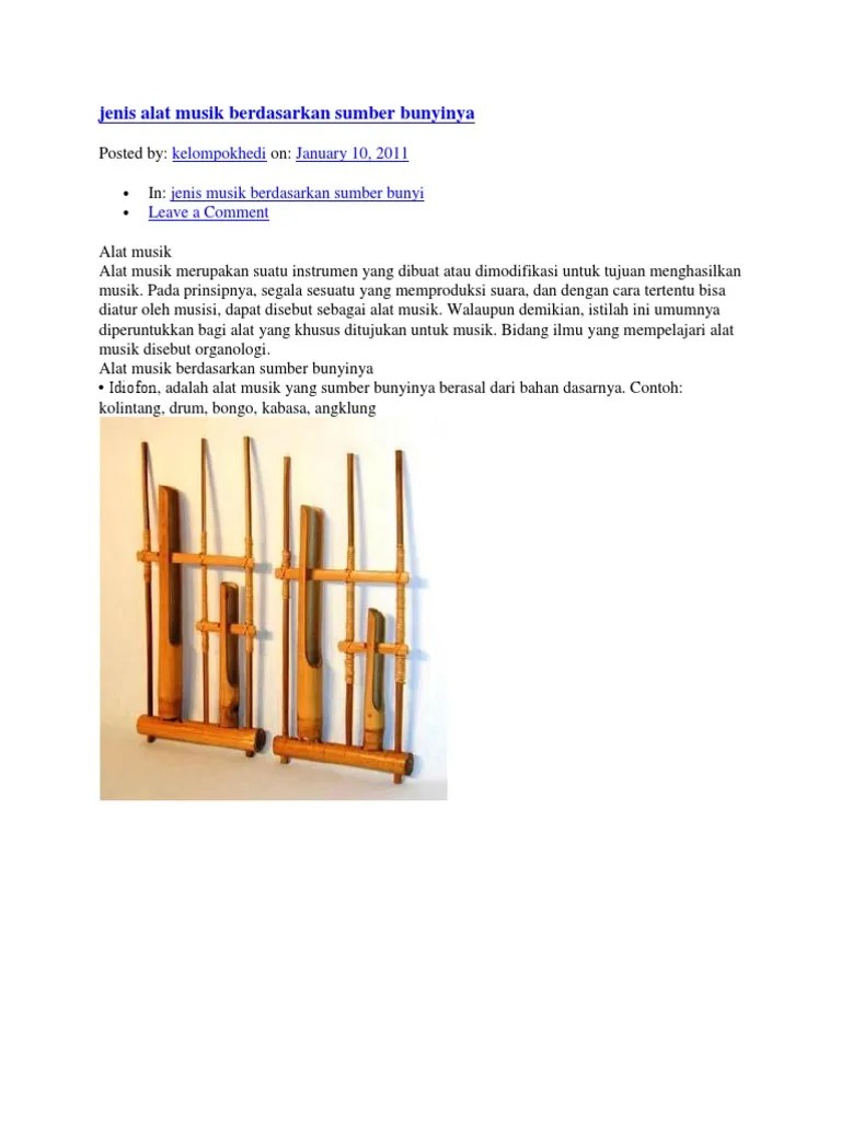 Jenis Alat Musik Berdasarkan Sumber Bunyi - Berbagai Jenis Itu