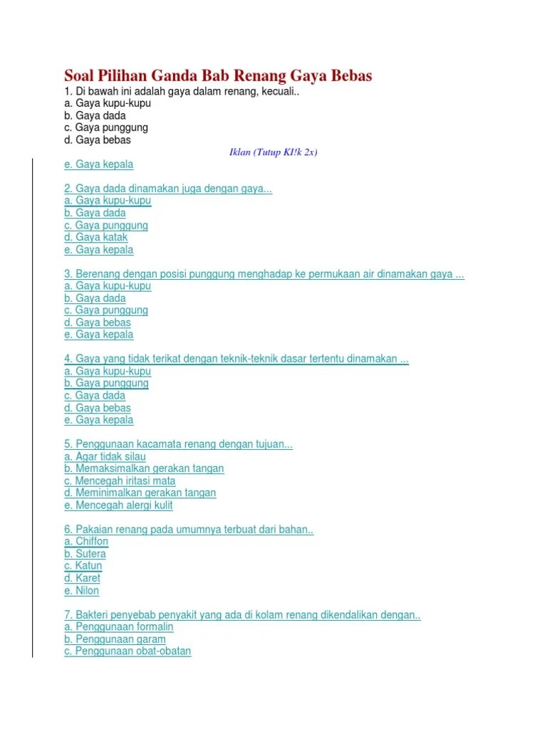 Yang Bukan Gerak Dasar Dalam Renang Gaya Bebas Adalah