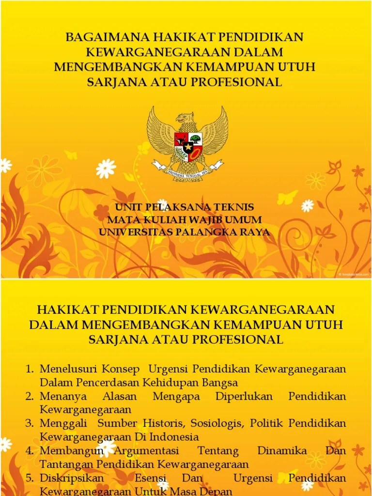 01 Bagaimana Hakikat Pendidikan Kewarganegaraan Dalam Mengembangkan  Kemampuan Utuh Sarjana Atau Profesional | PDF