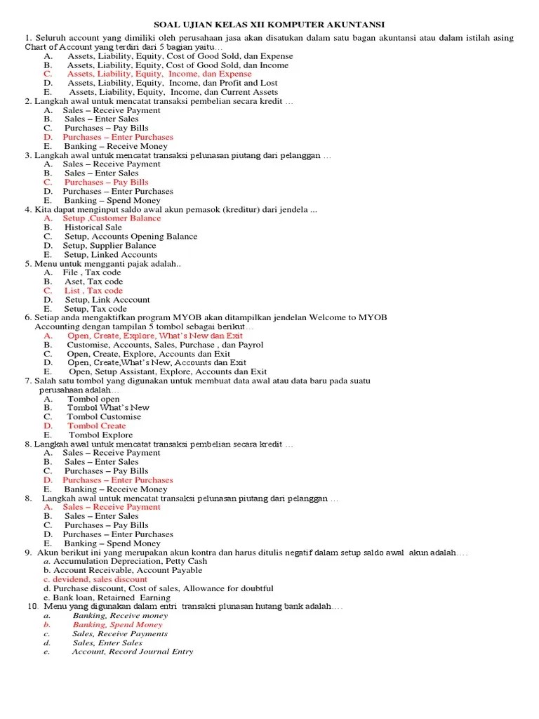Kumpulan Soal Myob Kelas 12 – Beinyu.com