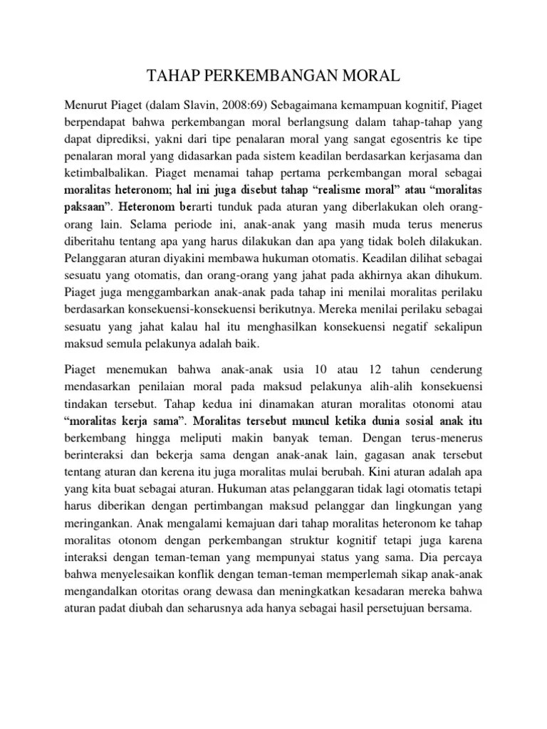 Tahap Perkembangan Moral Piaget | PDF