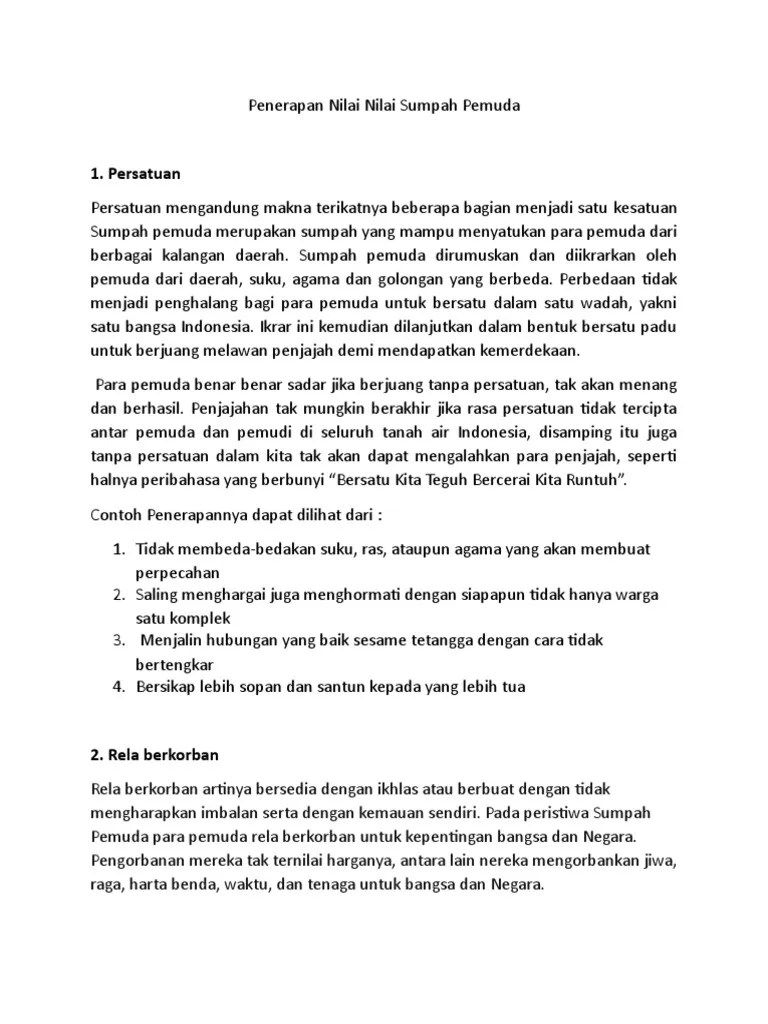 Penerapan Nilai Nilai Sumpah Pemuda | PDF