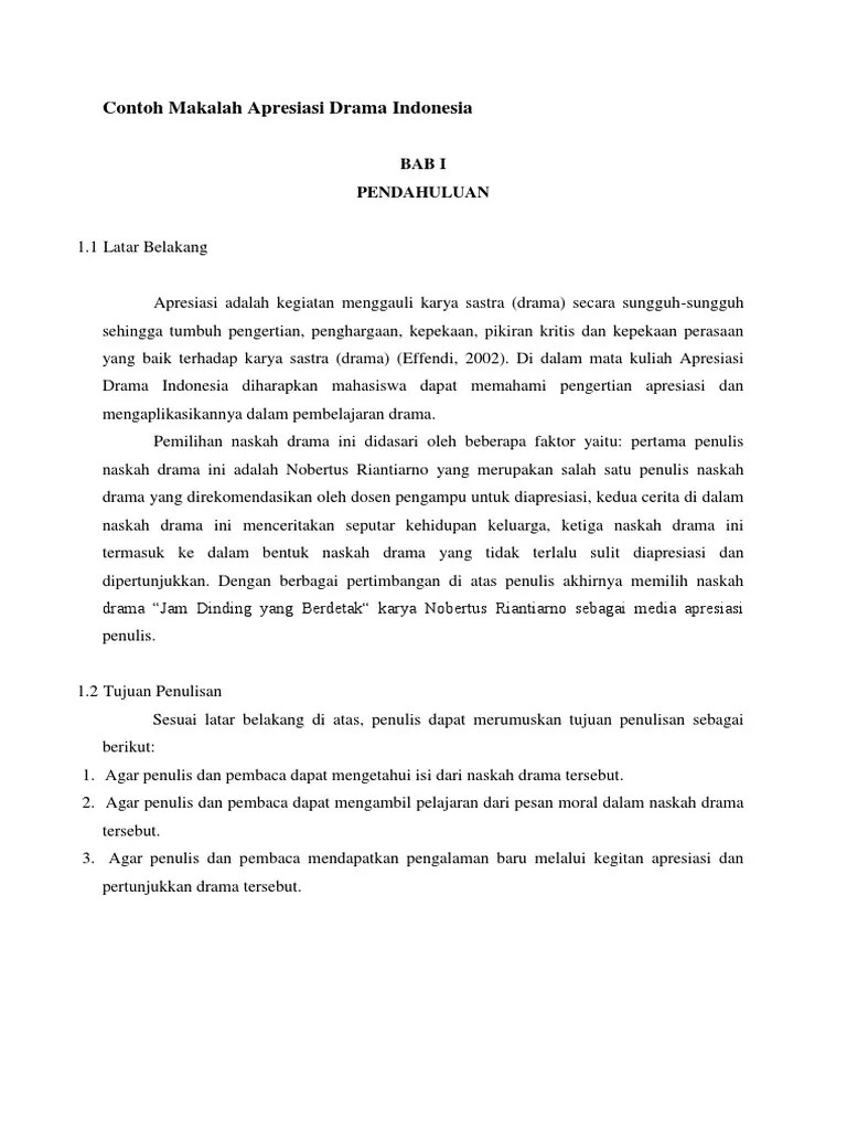 Contoh Makalah Apresiasi Drama Indonesia | PDF