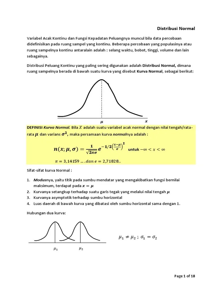 DISTRIBUSI NORMAL X | PDF