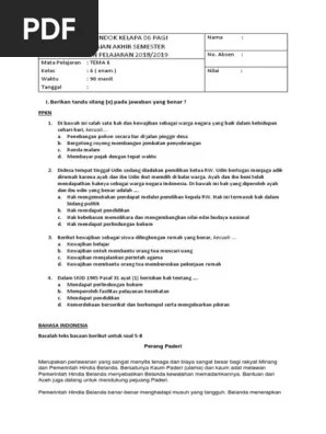 Soal Pas Kelas 6 Tema 6 CD