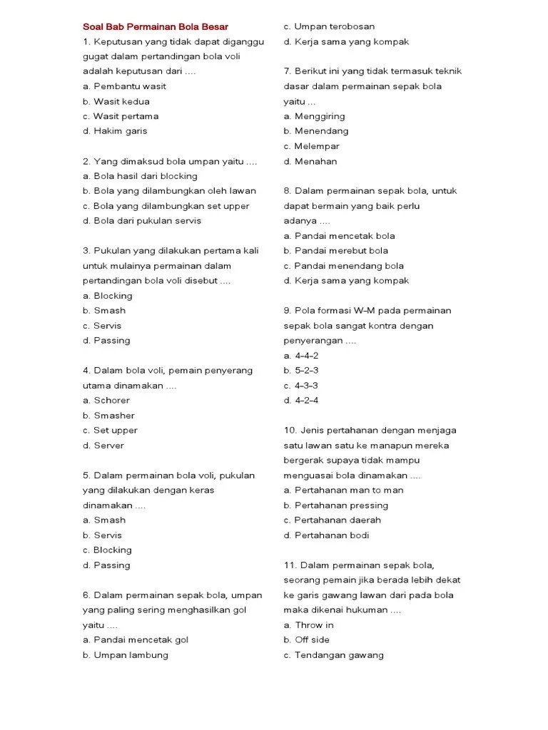 Soal Bab Permainan Bola Besar | PDF