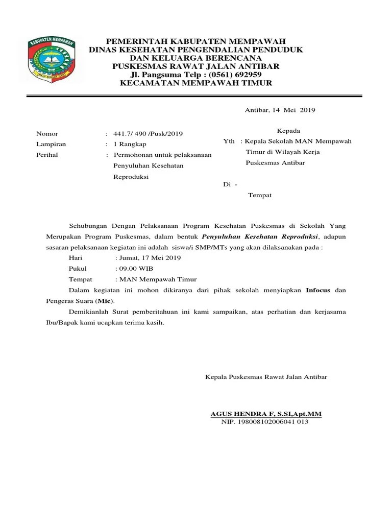 Surat Pemberitahuan Kegiatan Kespro | PDF
