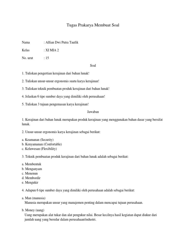 Tugas Prakarya Membuat Soal | PDF