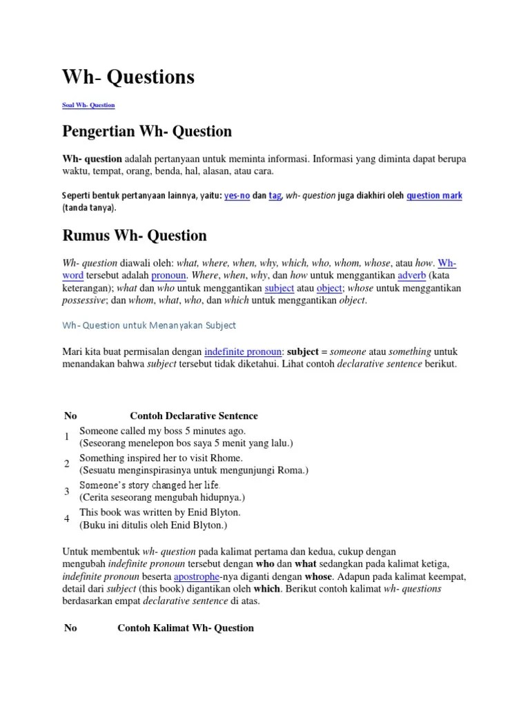 Kumpulan Soal Yes No Question