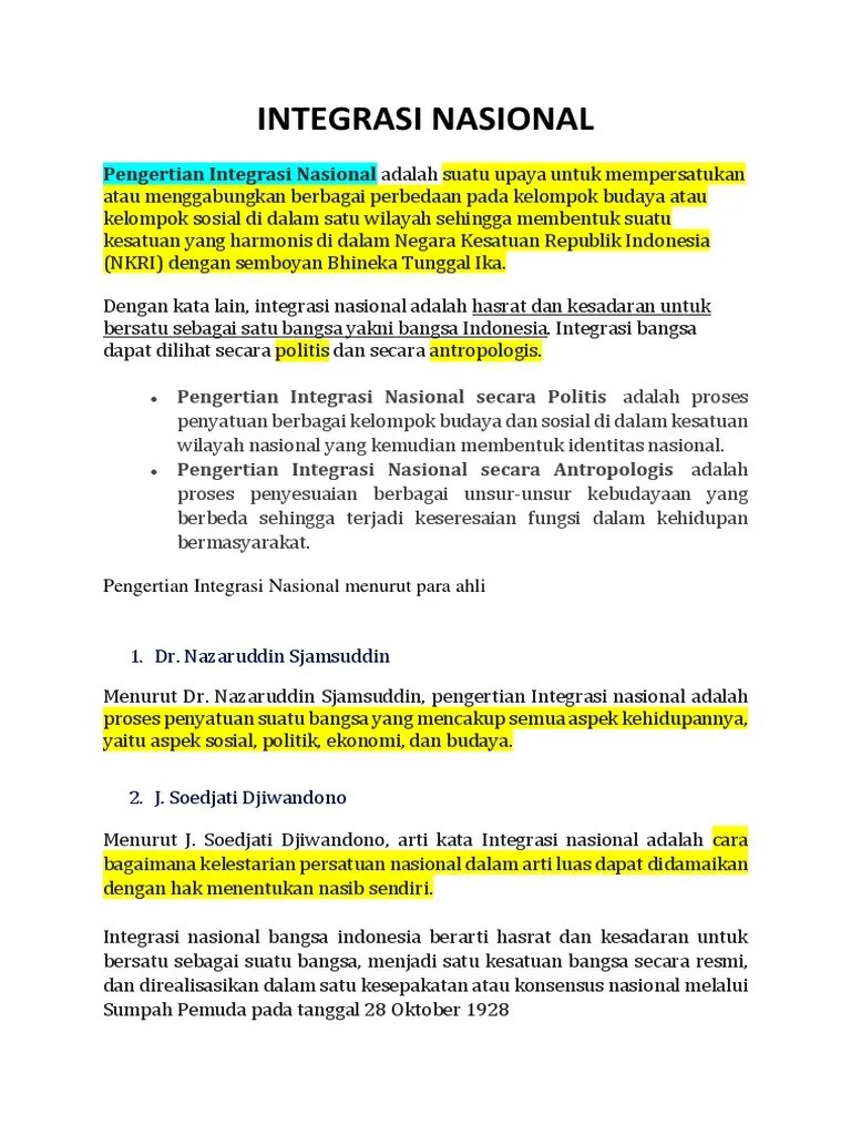 Integrasi Nasional | PDF