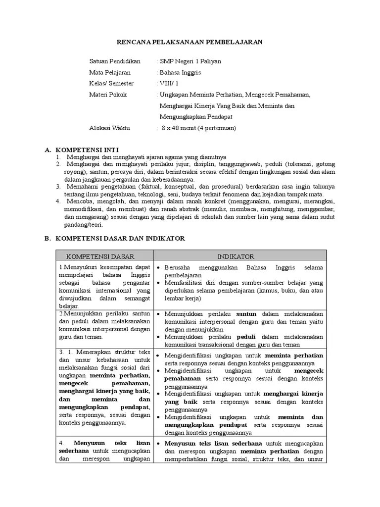 RPP KD 3. 1 Kls 8 | PDF