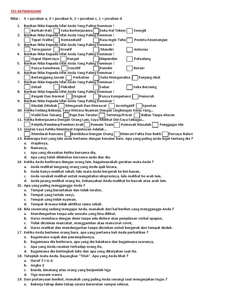 Soal Tes Minat Bakat SMK Das | PDF