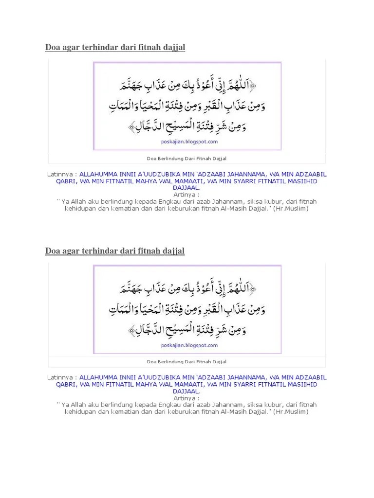 Doa 1. Agar Terhindar Dari Fitnah Dajjal | PDF