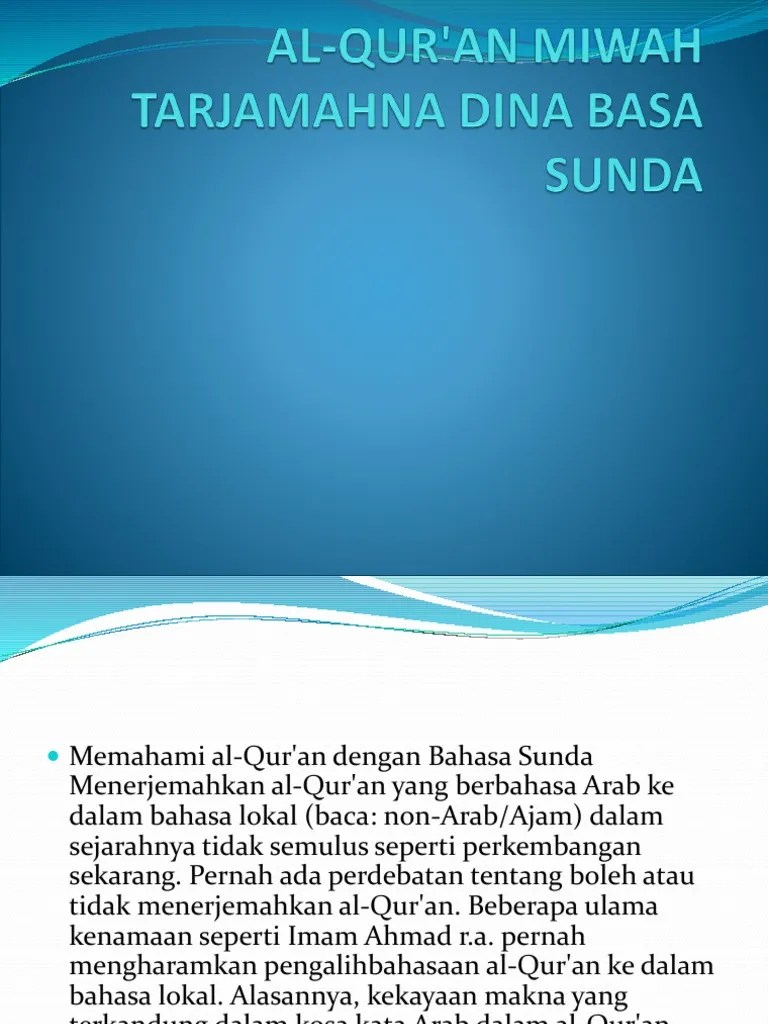 Al-Qur&rsquo;an Miwah Tarjamahna Dina Basa Sunda | PDF