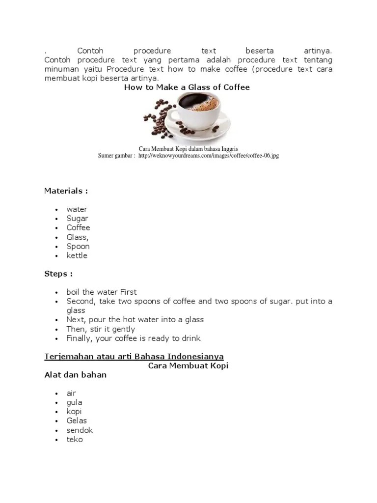 Teks Prosedur Cara Membuat Kopi Bahasa Indonesia – Pigura