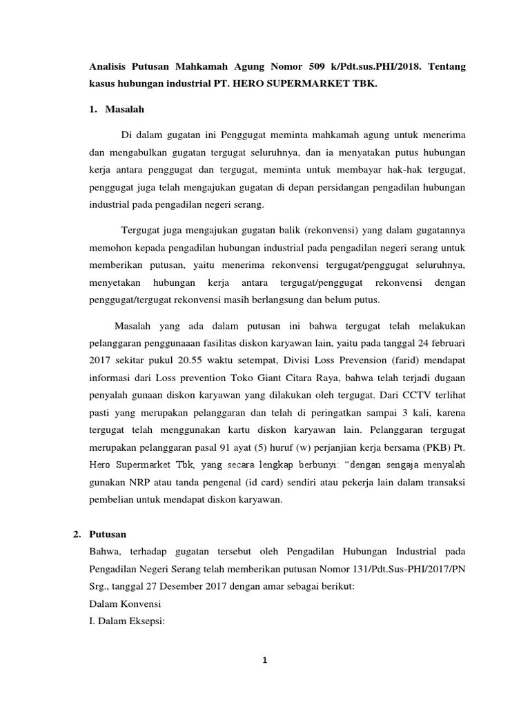 Analisis Putusan Mahkamah Agung Nomor 509 K | PDF