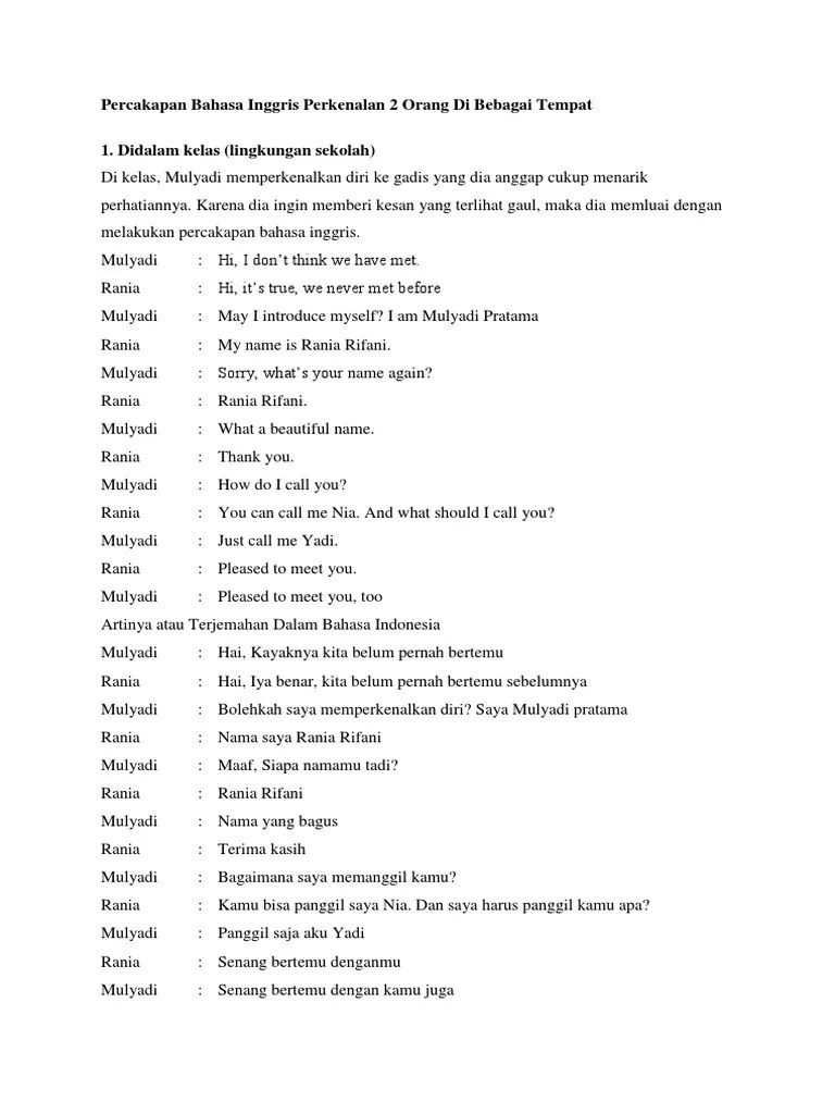 Pertanyaan Perkenalan Dalam Bahasa Inggris