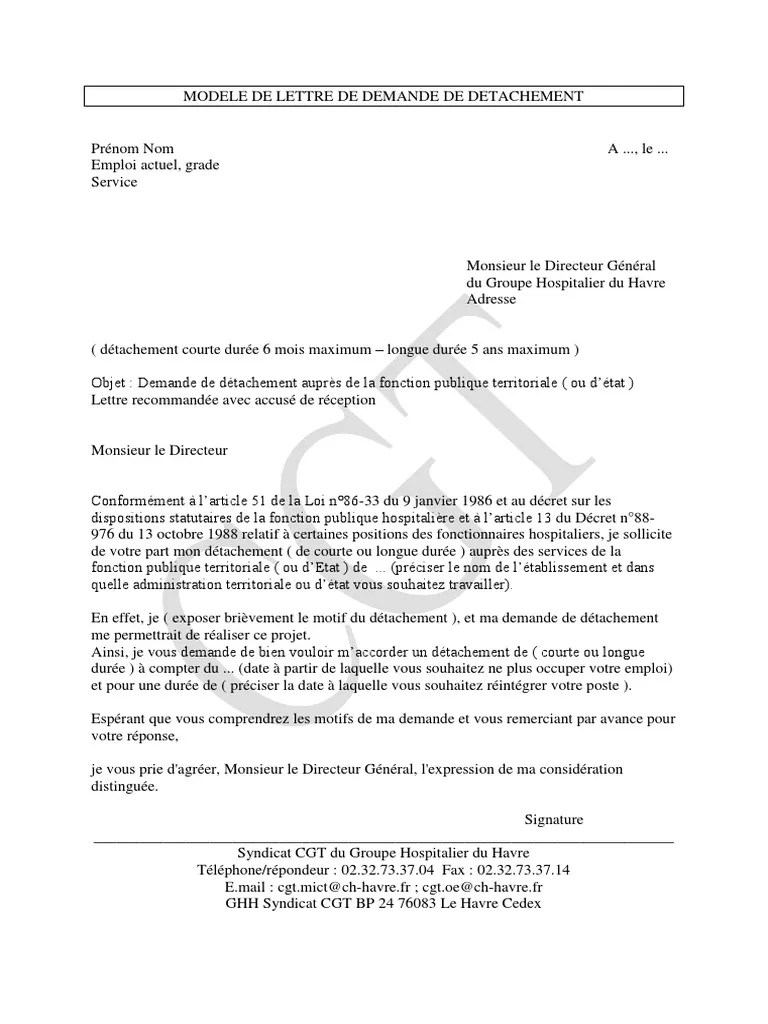 Modele de Lettre de Demande de Detachement | PDF | Gouvernement