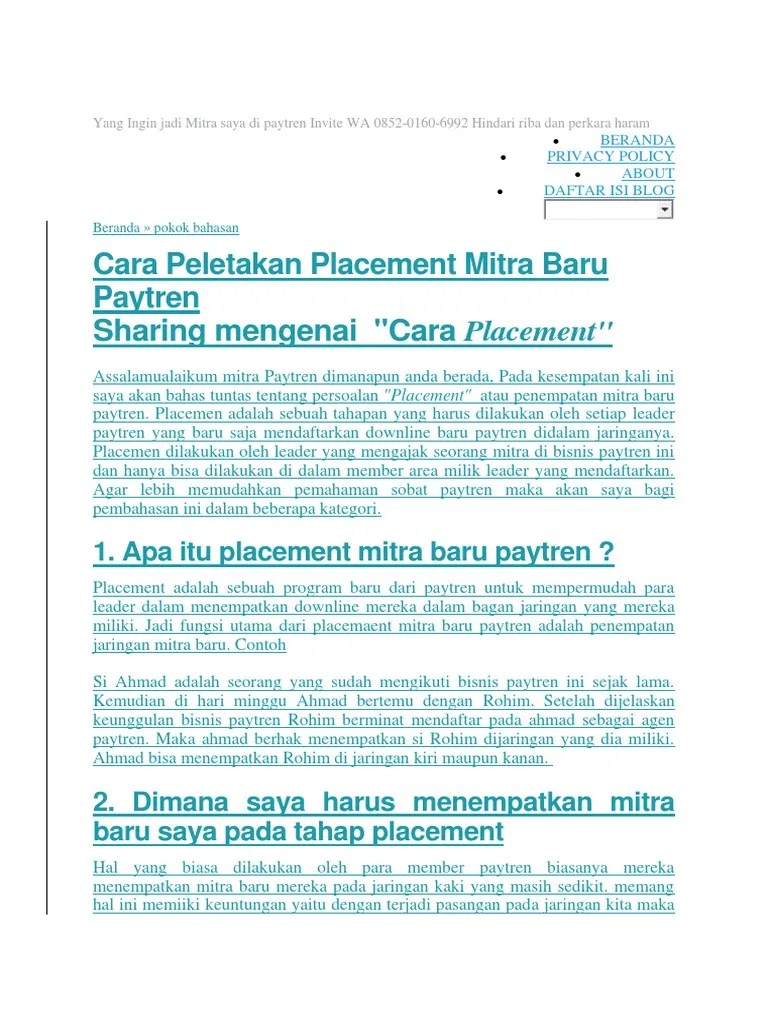 Placement Paytren | PDF