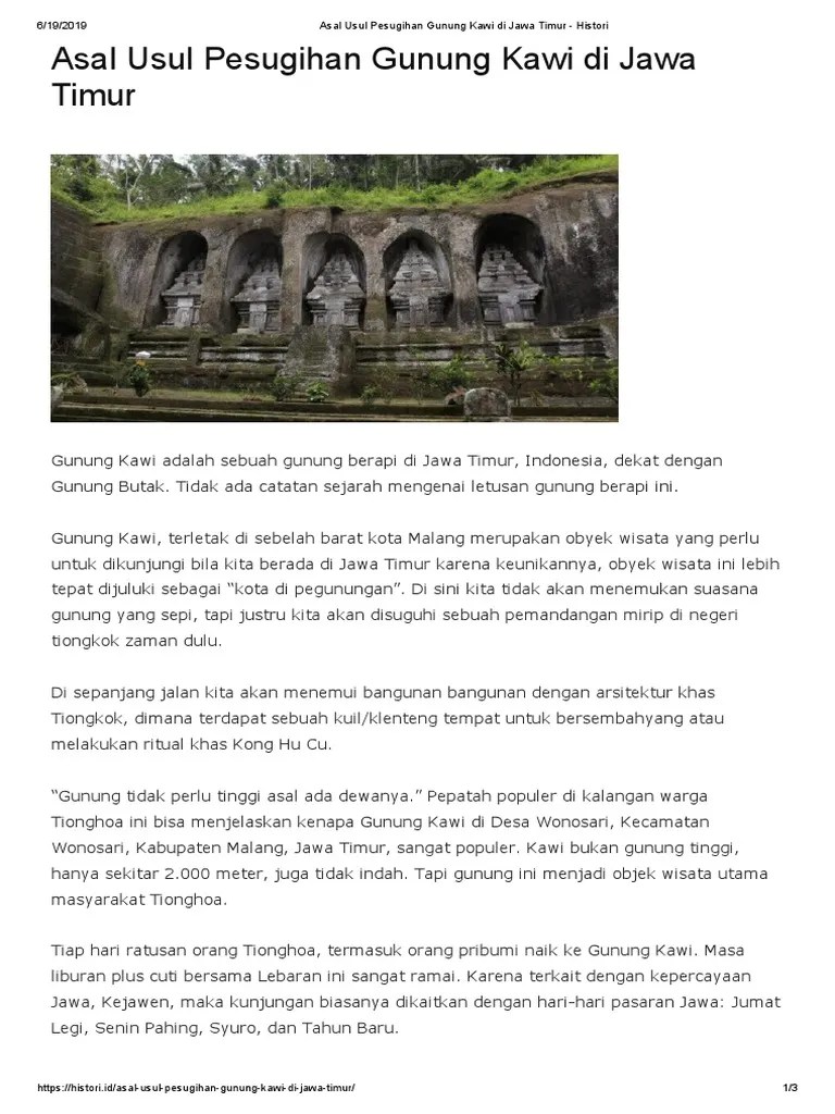Asal Usul Pesugihan Gunung Kawi Di Jawa Timur - Histori | PDF