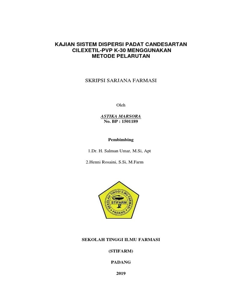 Kajian Sistem Dispersi Padat Candesartan Cilexetil PVP K-30 | PDF
