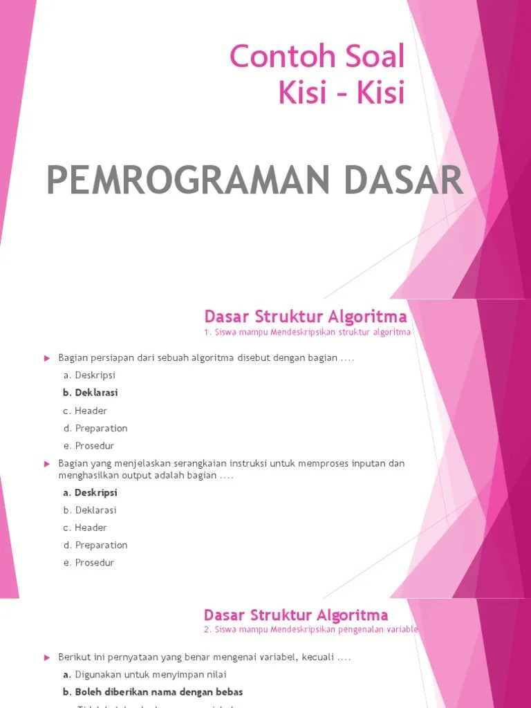 Pemrograman Dasar | PDF