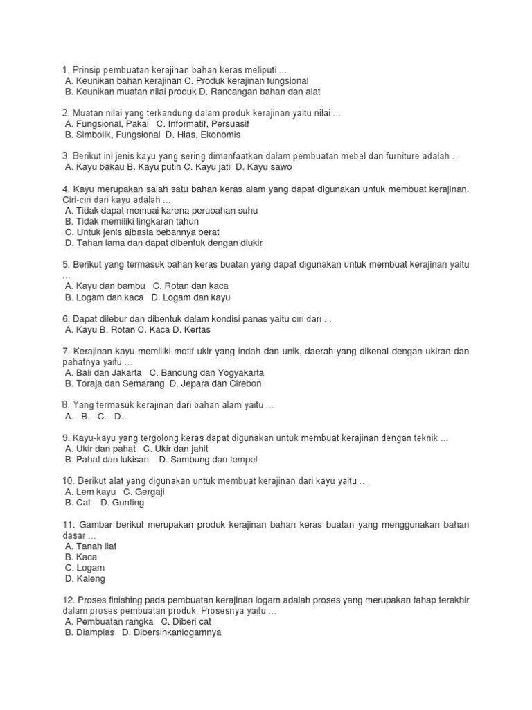 Soal Prakarya Semester 1 | PDF