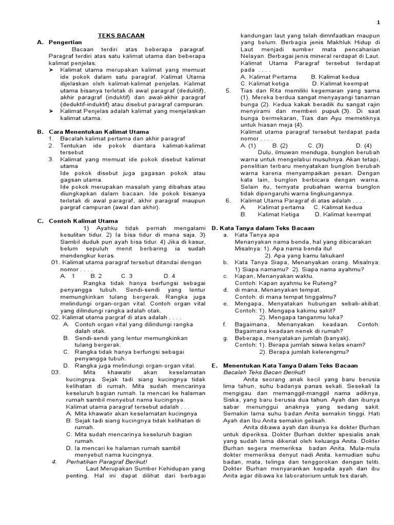 Materi Bahasa Indonesia Kelas Vi | PDF
