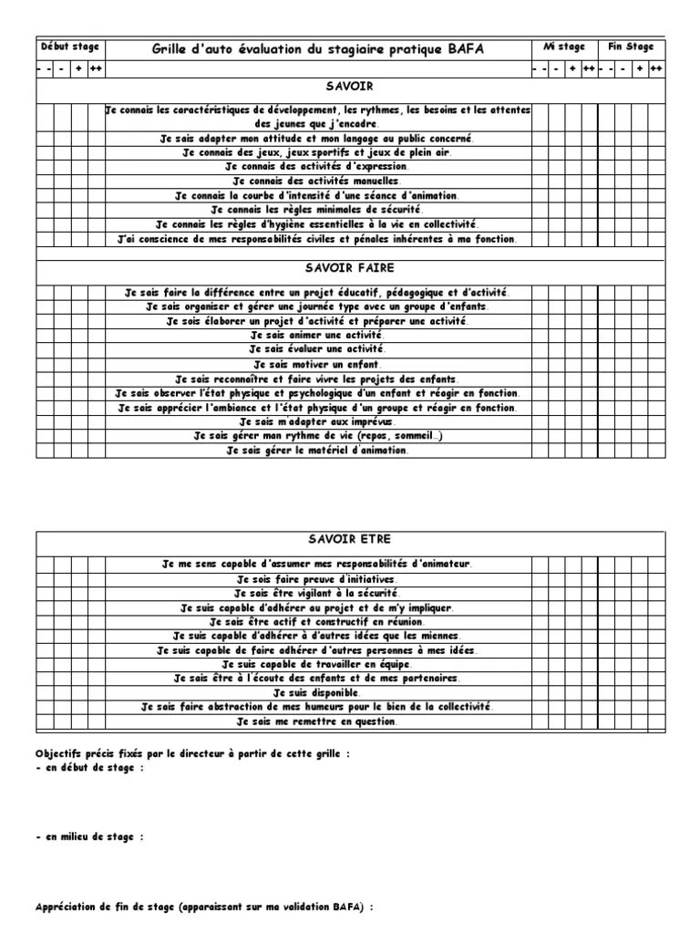 Grille Evaluation Bafa SGDF | PDF | Pédagogie | Sciences comportementales