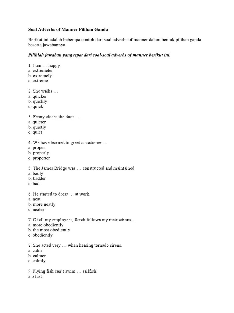20 Soal Dan Jawaban Adverbial Clause - Revisi Id