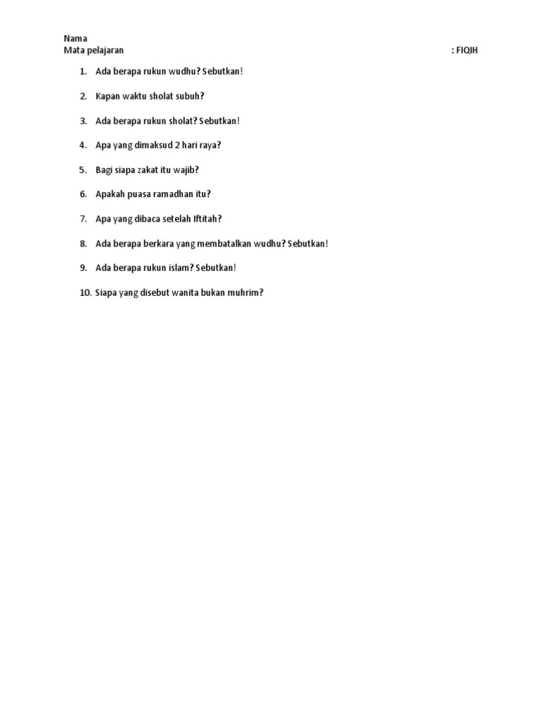 Ada Berapa Rukun Wudhu | PDF