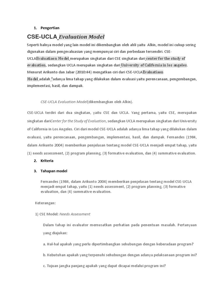Model Evaluasi Cse | PDF