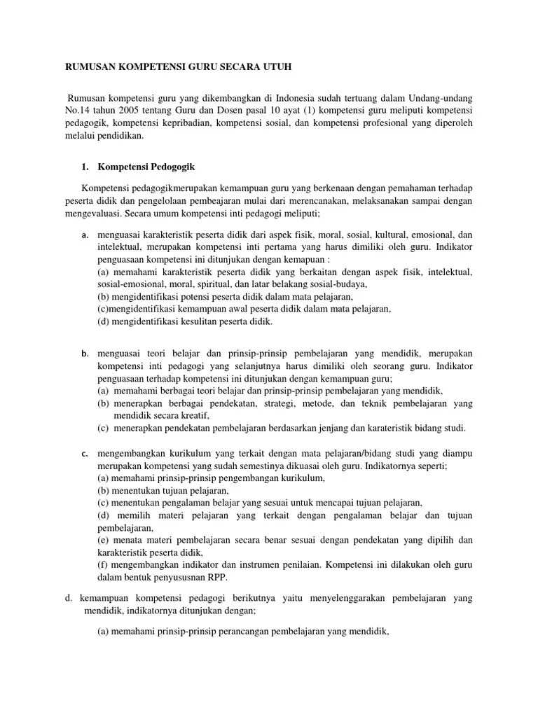 Rumusan Kompetensi Guru Secara Utuh – Nasi