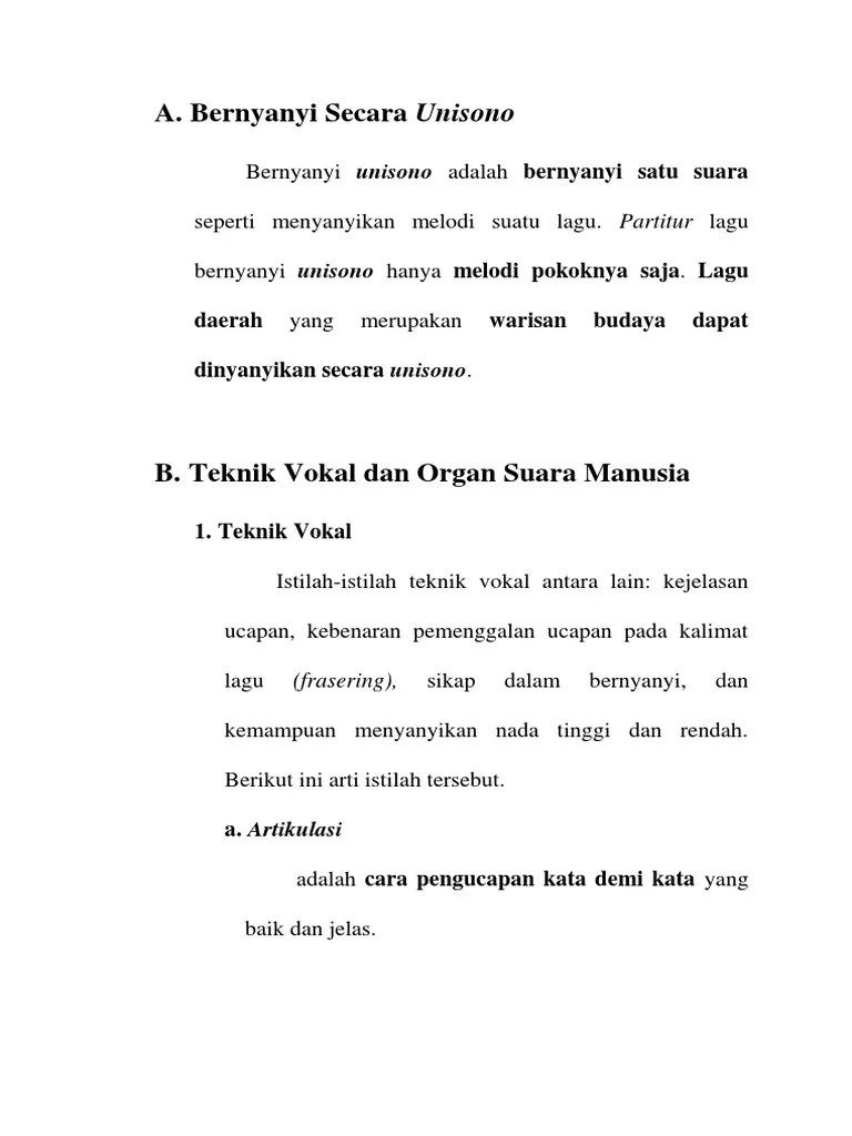 Bernyanyi Secara Unisono | PDF