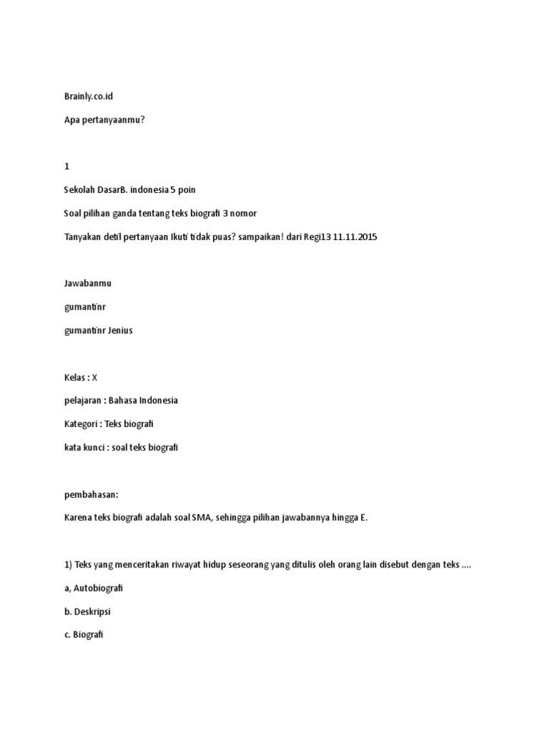 Brainly - Co.id Soal Teks Biografi | PDF