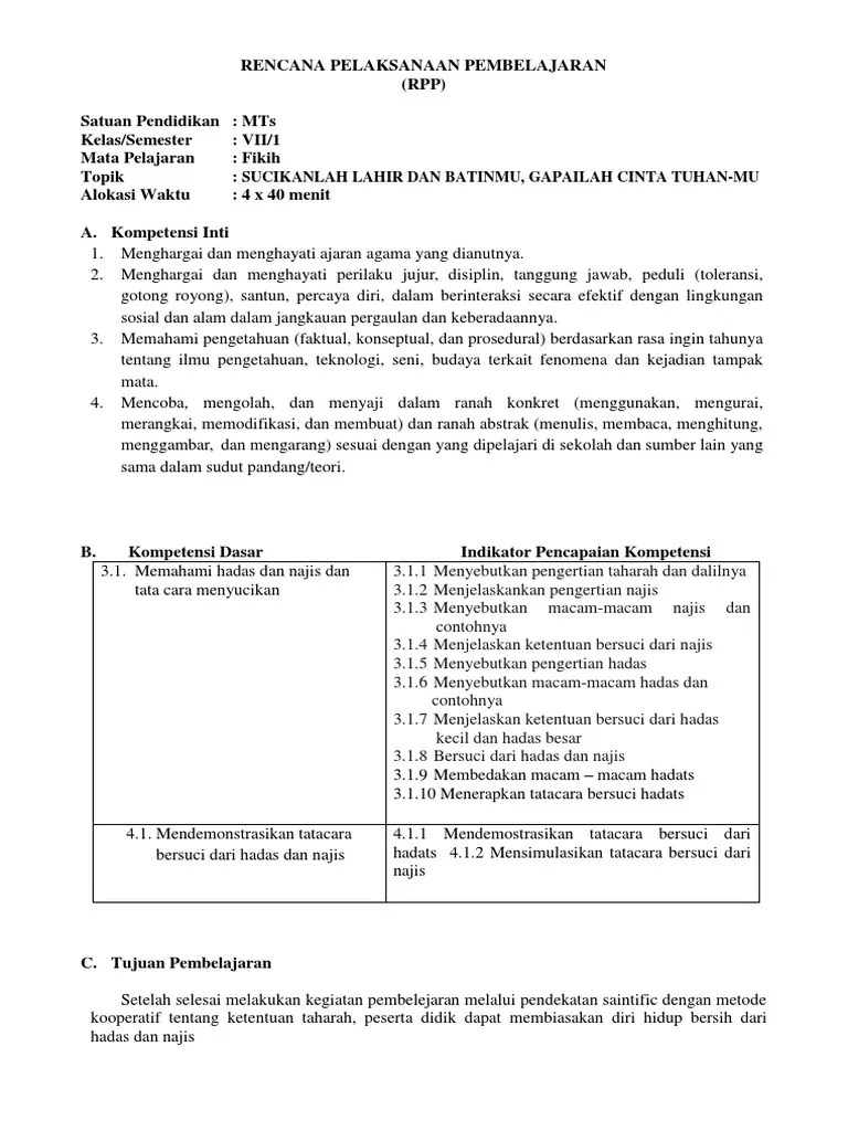 RPP PBL Piqih (Bersuci) | PDF