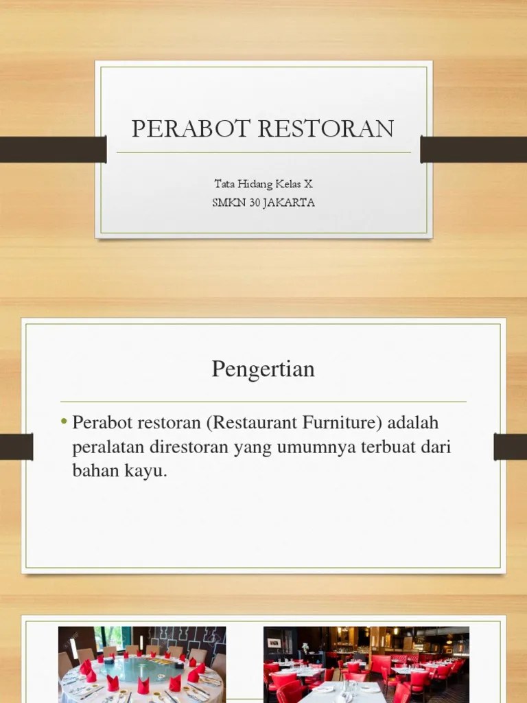 Perabot Restoran Kelas X Tataboga | PDF