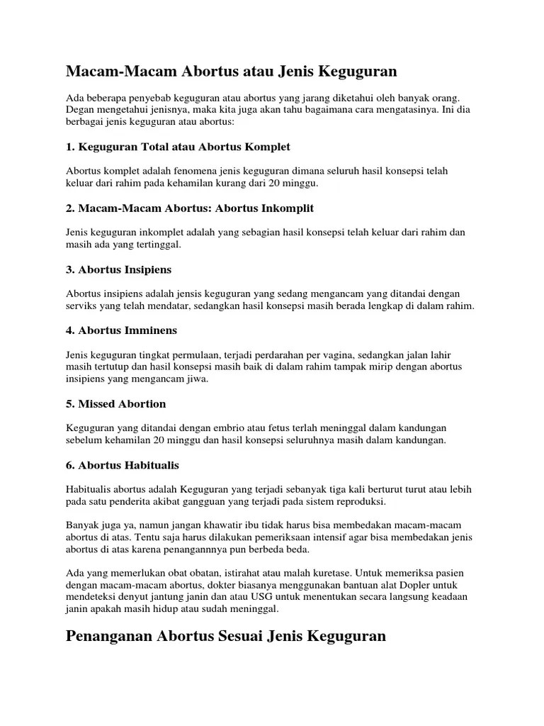 Macam-Macam Abortus Atau Jenis Keguguran | PDF