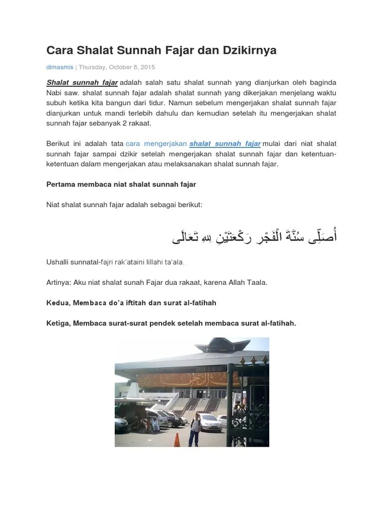 Cara Shalat Sunnah Fajar Dan Dzikirnya | PDF