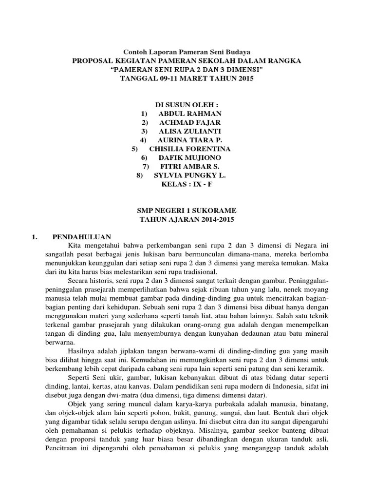 Contoh Laporan Pameran Seni Budaya | PDF