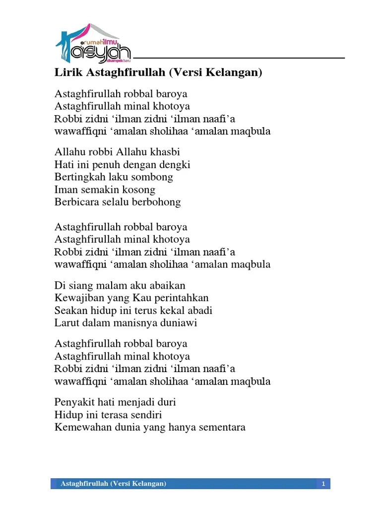 Lirik Sholawat Astaghfirullah Versi Jawa