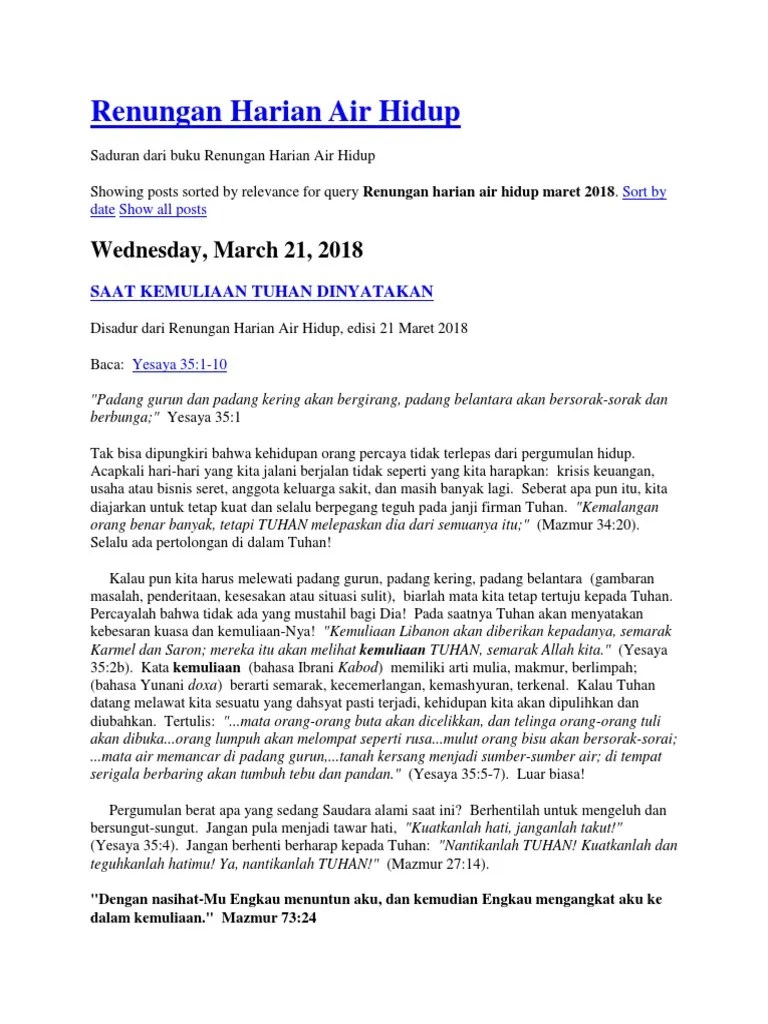 Renungan Harian Air Hidup | PDF