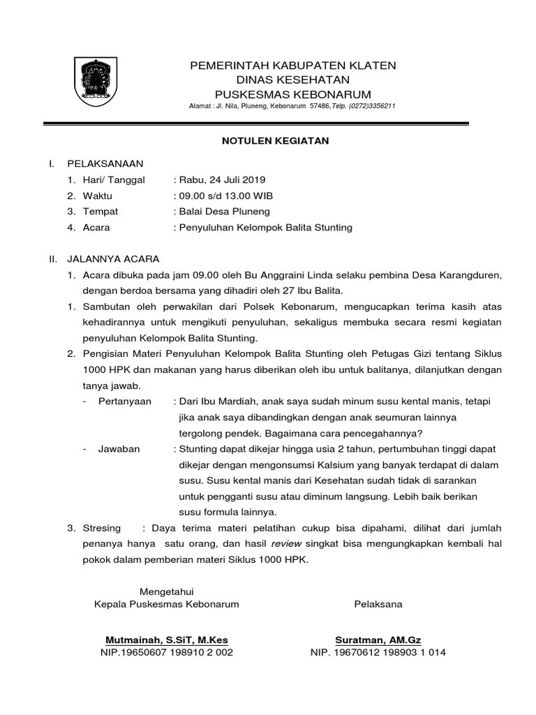 Notulen Stunting | PDF