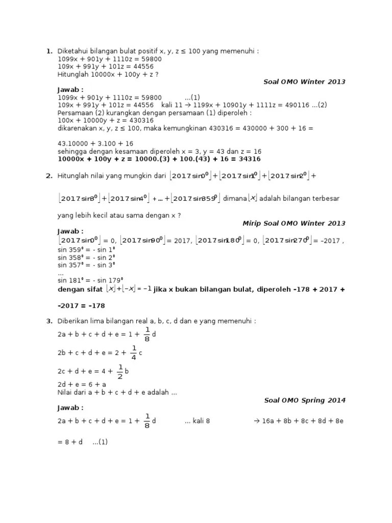 Soal Ketikan Olimpiade Dan Jawab | PDF
