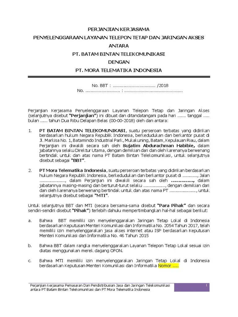 Perjanjian Kerjasama Draft | PDF